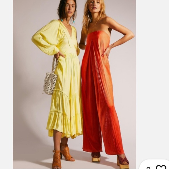 Free People Shiny I Need To Know Maxi Midi Dress Butter Yellow - Picture 6 of 14